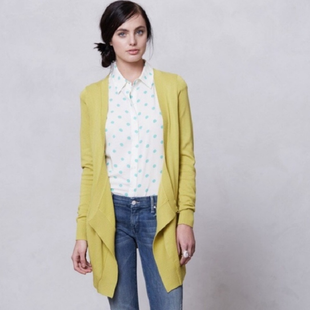 Anthro | Moth chartreuse wrap sweater XS